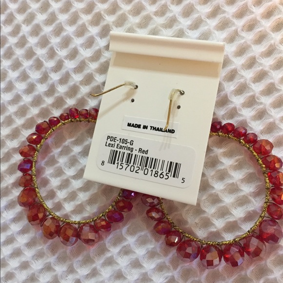 Red Crystal Hoops - Picture 3 of 4